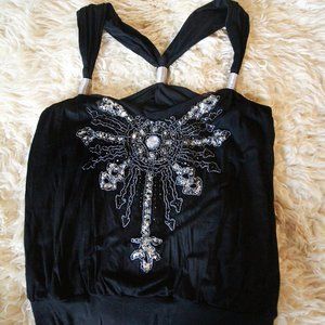 Hand beaded and sequin tank